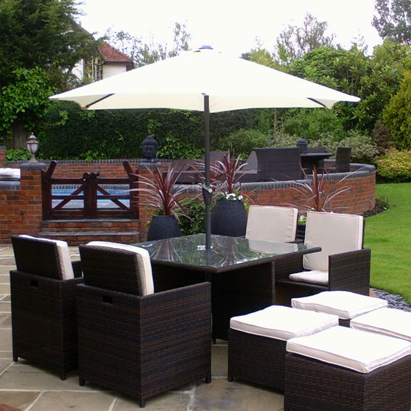Black Rattan Cube Set With Parasol Up To 60 Off Aramanatural Es - Black Rattan Patio Set With Parasol