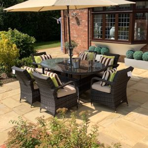 6 Armchairs Messina 1.8 mtr Oval Set in Brown Weave Ex-Warehouse EXTRA £500 OFF!!