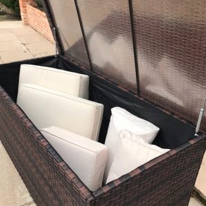 Chest Style Cushion Storage Box in Black/Brown Mix weave