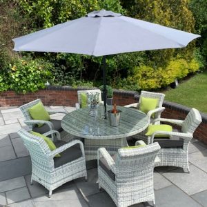 6 Savannah Armchairs 1.4mtr Round Set