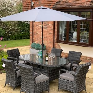 6 Savannah Armchairs 1.8 mtr Oval Set