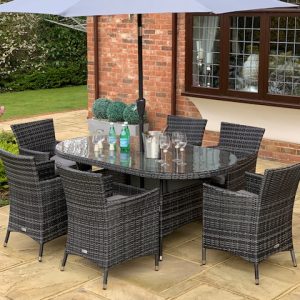 6 Manhattan Armchairs 1.8 mtr Oval Set