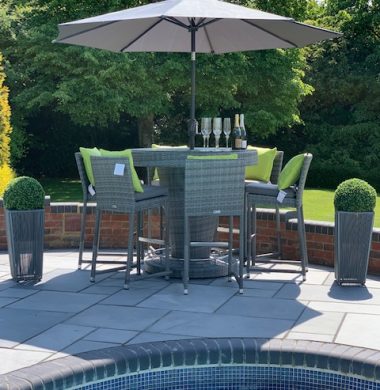 Hudson Classic Rattan Complete Bar Set in Grey Mix Weave