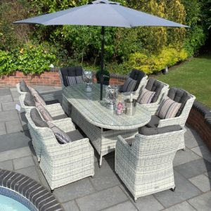 8 Portland Armchairs 2.2mtr Oval Set