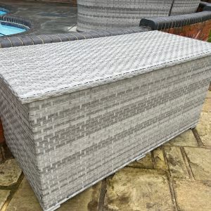 Chest Style Cushion Storage Box in Wide Ribbon Grey mix weave REDUCED BY £100! DOWN TO £249!