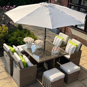 4 seater rattan cube dining set with discount parasol