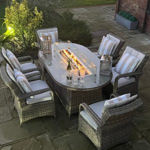 6 Savannah Armchairs 1.8mtr Oval Fire Pit Set