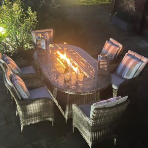 6 Manhattan Armchairs 1.8mtr Oval Fire Pit Set