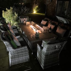 8 Portland Armchairs 2.0mtr Rectangular Fire Pit Set