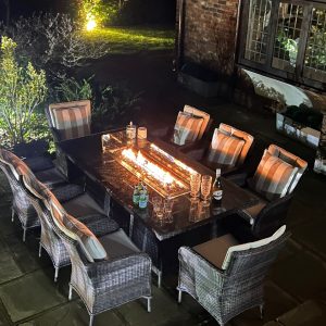 8 Manhattan Armchairs 2.0mtr Rectangular Fire Pit Set