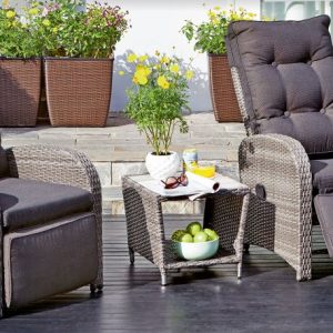 Grey Weave Phoenix Bistro Recliner Lounger Set