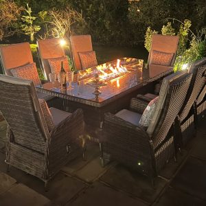 8 Sanford Armchairs 2.0mtr Rectangular Fire Pit Set