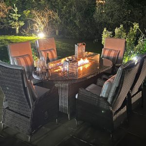 6 Sanford Armchairs 1.8mtr Oval Fire Pit Set