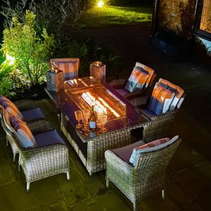 6 Manhattan Armchairs 1.6mtr Rectangular Fire Pit Set
