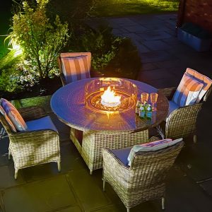 4 Manhattan Armchairs 1.4mtr Round Fire Pit Set