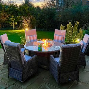 6 Sanford Armchairs 1.4mtr Round Fire Pit Set