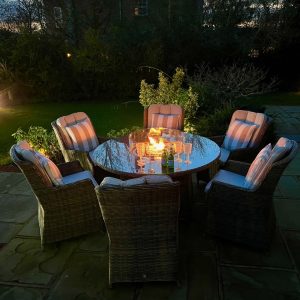 6 Portland Armchairs 1.4mtr Round Fire Pit Set