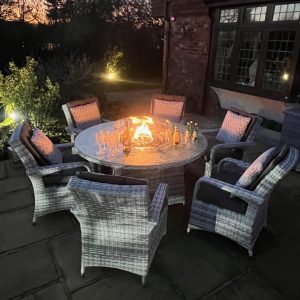 6 Savannah Armchairs 1.4mtr Round Fire Pit Set
