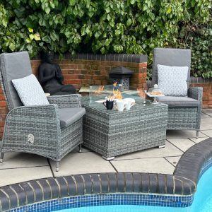 Sanford Recliner Square Fire Pit Coffee Table Bistro Set