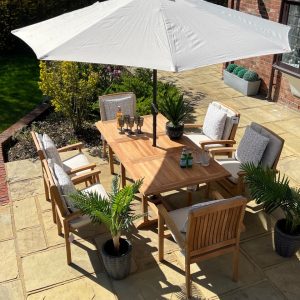 Solid Teak Stacking Chair 1.7 mtr Rectangular Extension Set