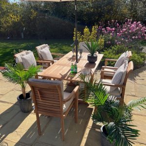 Solid Teak Stacking Chair 1.7 mtr Rectangular Extension Set EX DISPLAY SET! £200 OFF!!!