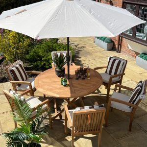 Solid Teak 6 x Stacking Chair 1.4 mtr Round Set