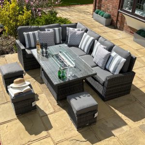Belmont Corner Sofa Fire Pit Set Ex Warehouse Sets £1199 REDUCED BY £500!