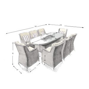 8 Portland Armchairs 2.2mtr Oval Fire Pit Set