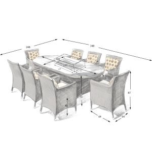 8 Manhattan Armchairs 2.2mtr Oval Fire Pit Set