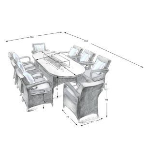 8 Savannah Armchairs 2.2mtr Oval Fire Pit Set