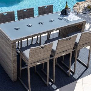 Haven Classic Grey Weave Rattan Complete Bar Set EX WAREHOUSE EXTRA £300 OFF !