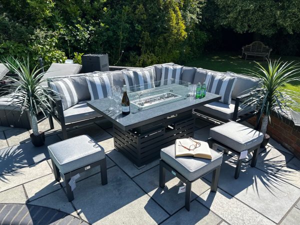 Vancouver Aluminium Table Fire Pit Sofa Dining Set