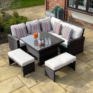 Seattle Corner Sofa Set With Rising Table DOWN TO £999! EX-DISPLAY STOCK LIMITED SETS £999 BROWN BLACK