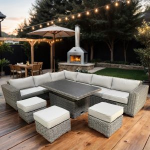 Key West Corner Grey Weave Rising Table Set Reduced...EX WAREHOUSE SO LIMITED STOCK NOW!