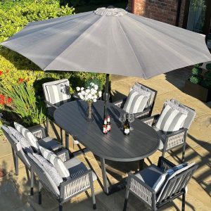 Aluminium & Rope 6 Lewiston Armchairs 1.8 Oval Set EX DISPLAY SET £300 OFF!