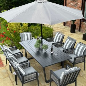 Aluminium & Rope 8 Lewiston Armchairs 2.0 Rect Set