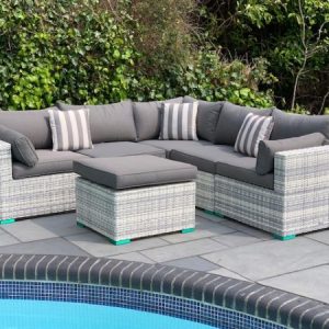Richport Rattan Sofa Set GREY WHITE Weave EX WAREHOUSE, ONE LEFT!…ANOTHER £100 OFF...£849!