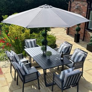 Aluminium & Rope 6 Lewiston Armchairs 1.6 Rect Set