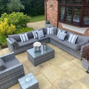 Georgia Corner Sofa Set GREY Weave EX DISPLAY REDUCED BY £400! ONE LEFT AND THATS IT!