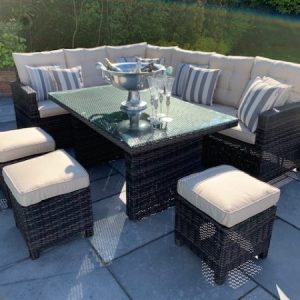 Carolina Rectangular Casual Corner Dining Sofa set Brown Black Weave EX DISPLAY! £200 OFF!