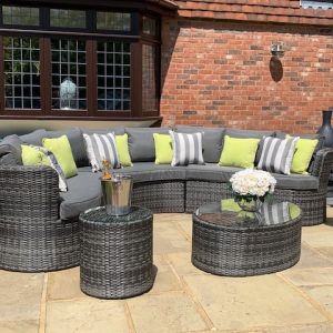 Naples Grey Black weave Curved Sofa Set EX DISPLAY STOCK! LIMITED SET £300 OFF! £1099!