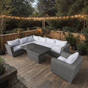 Galveston 7 Piece Rattan Modular Corner Rising Table Sofa Set