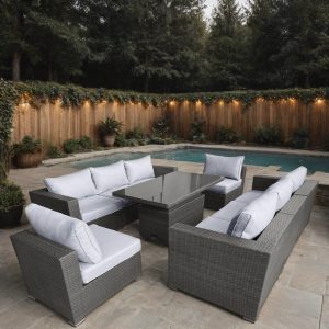 Galveston 8 Piece Rattan Modular Corner Rising Table Sofa Set
