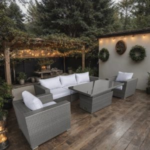 Galveston Three Seater Armchair Rattan Modular Corner Rising Table Sofa Set