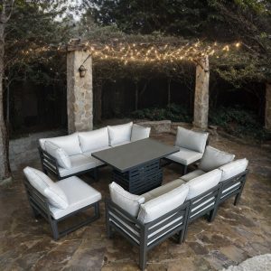 Galveston 8 Piece Aluminium Modular Corner Rising Table Sofa Set