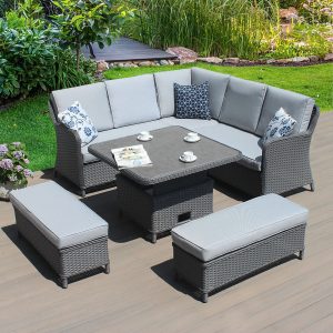 Nantucket Corner Grey Weave Rising Table Sofa Set DOWN TO £899! EX WAREHOUSE CLEARANCE! £400 OFF!