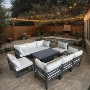 Galveston Eight Piece Sofa Aluminium Modular Rising Table Set