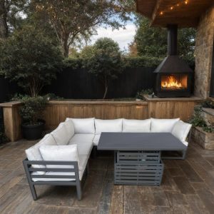 Galveston Six Piece Corner Sofa Aluminium Modular Rising Table Set