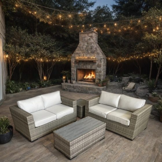 San Francisco Grey Weave Two x Two Seaters Sofa Set