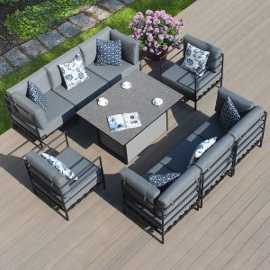 Galveston Lite Eight Piece Sofa Armchair Aluminium Modular Rising Table Set
